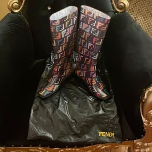 Fendi Vintage Rain Boots black multicolored Size 37